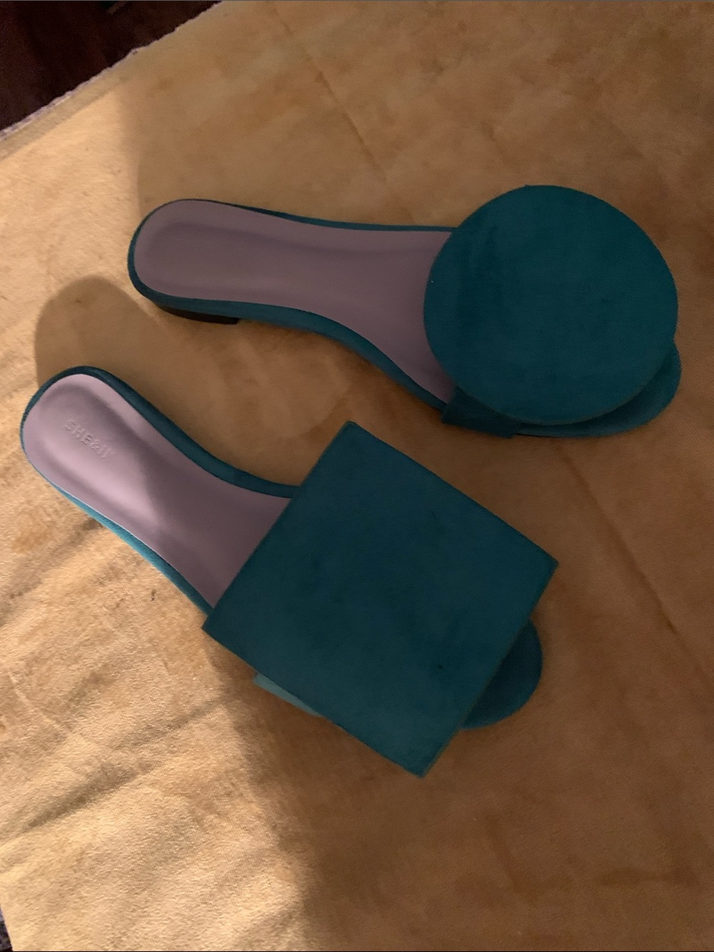 Teal Suede Slide Mules - Women